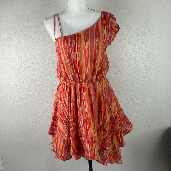 Free People Women’s Heart Shaped Face Mini Dress Sz Small No Belt Orange - Picture 2 of 12